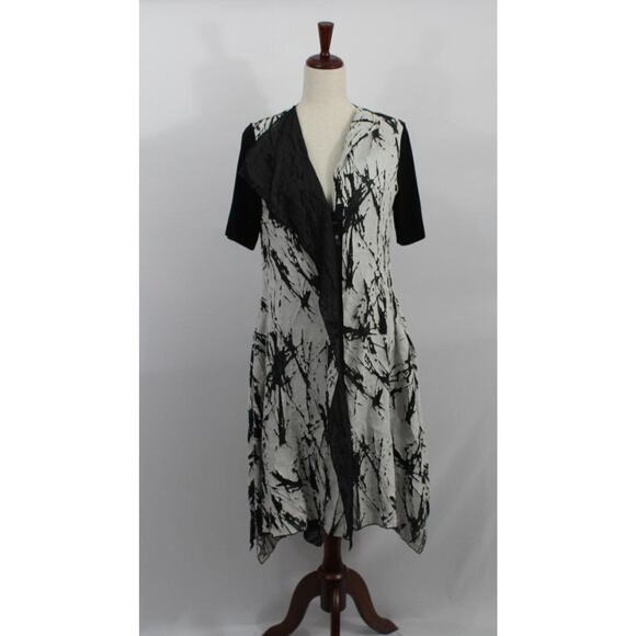 XD Xenia Design Sz 38 L 8 Black Gray Linen Blend Lagenlook Dress - Picture 7 of 10